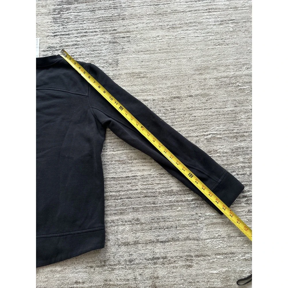 Lululemon Pullover Women Black Sz 8 Fleece Be True Crewneck Side Zips Quilt Patt